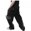 Men Black Grey Trousers Gothic Studs Metal Cotton Men Gothic Clothing